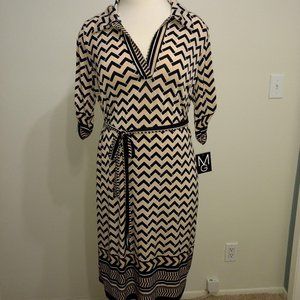 NWT Pink and Black Chevron 3/4 sleeve, knee length dress